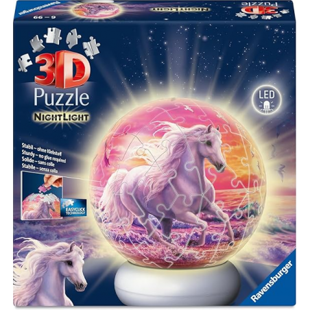 3D puzzel Nightlight, Horses on the beach 72 stukjes Ravensburger