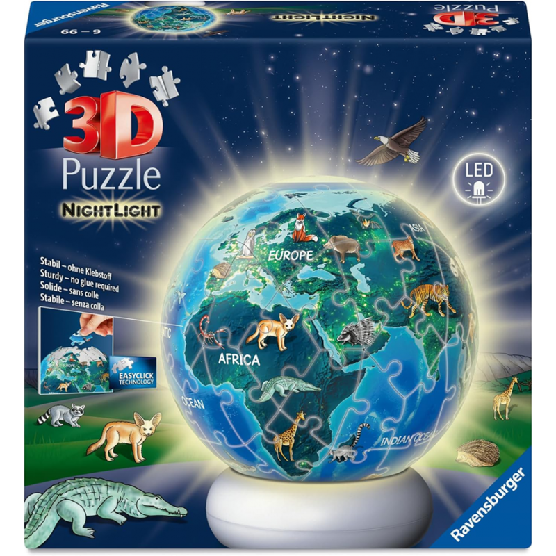 3D puzzel Nightlight, The earth by night, 72 stukjes Ravensburger