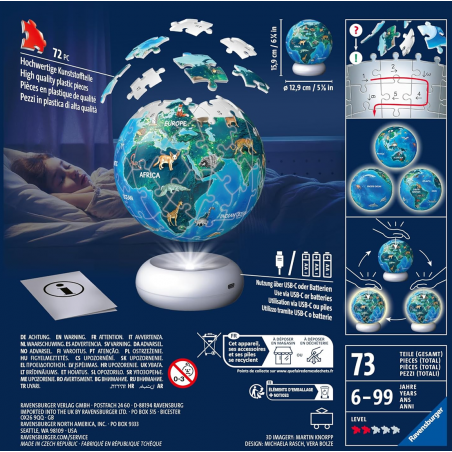 3D puzzel Nightlight, The earth by night 72 stukjes Ravensburger