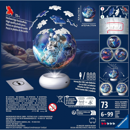 3D puzzel Nightlight, Astronauts in space 72 stukjes Ravensburger