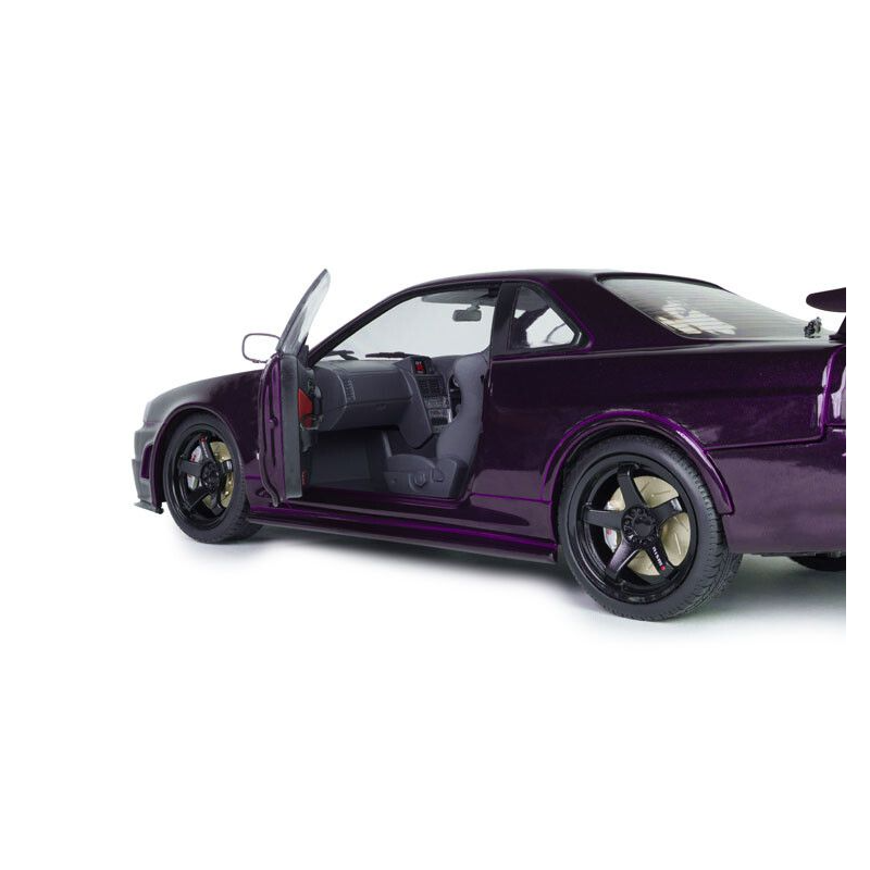 Nissan Skyline R34 GT-R Z Tune '99, paars (Midnight Purple) - 1:18 - Solido