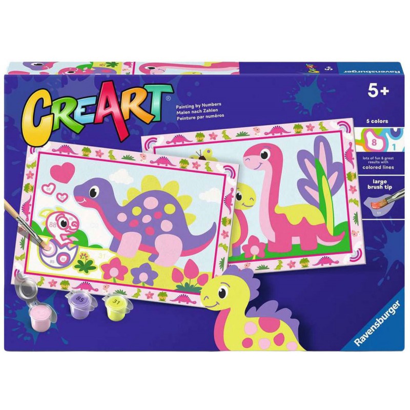 CreArt Junior, Colorful Dino's, Schilderen op nummer, Ravensburger