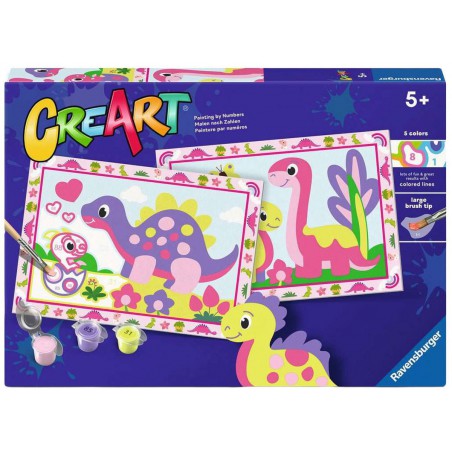 CreArt Junior, Colorful Dino's, Schilderen op nummer, Ravensburger