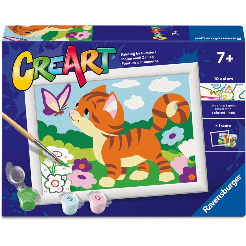 CreArt, Cat with butterfly, Schilderen op nummer, Ravensburger
