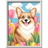 CreArt, Floral Corgi Schilderen op nummer, Ravensburger