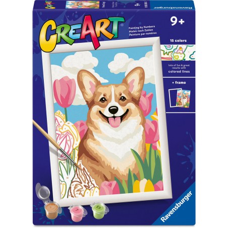 CreArt, Floral Corgi, Schilderen op nummer, Ravensburger