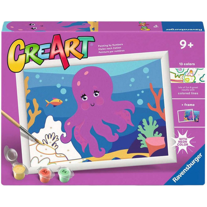 CreArt, Octopus (Neon) Schilderen op nummer, Ravensburger