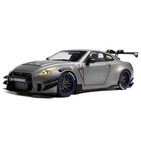 Nissan GT-R (R35) W/ Liberty Walk bodykit 2.0 '23, zilver - 1:18 - Solido