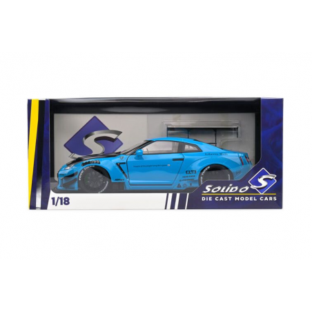 Nissan GT-R (R35) W/ Liberty Walk bodykit 2.0 '24, blauw - 1:18 - Solido