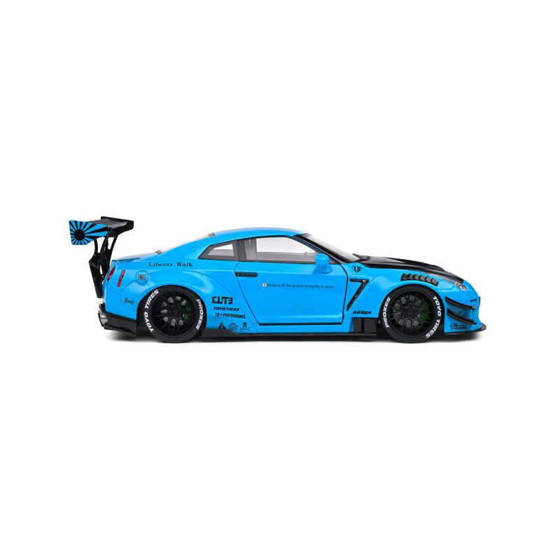 Nissan GT-R (R35) W/ Liberty Walk bodykit 2.0 '24, blauw - 1:18 - Solido