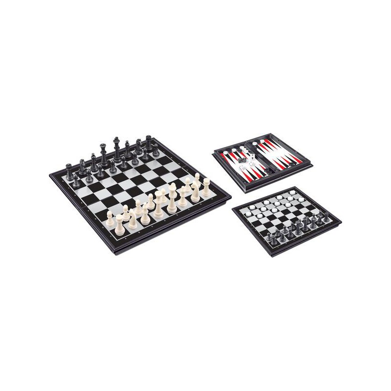 Natural games - 3-in-1 magnetisch spel schaak/dame