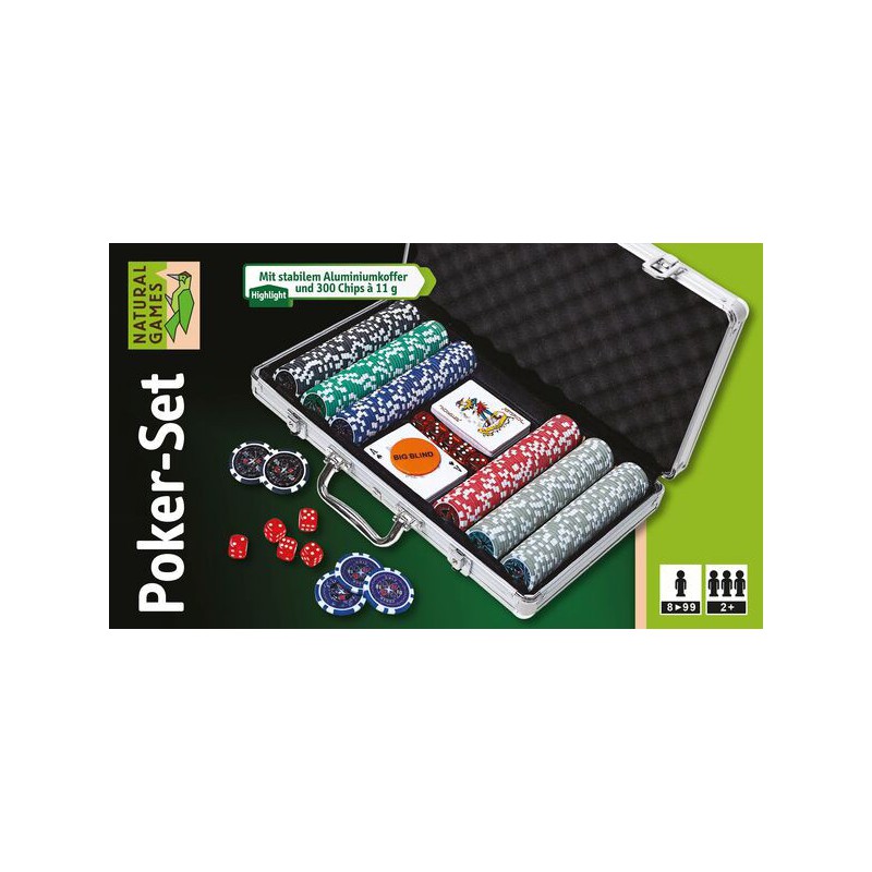 Natural games - Pokerset in koffer met 300 chips