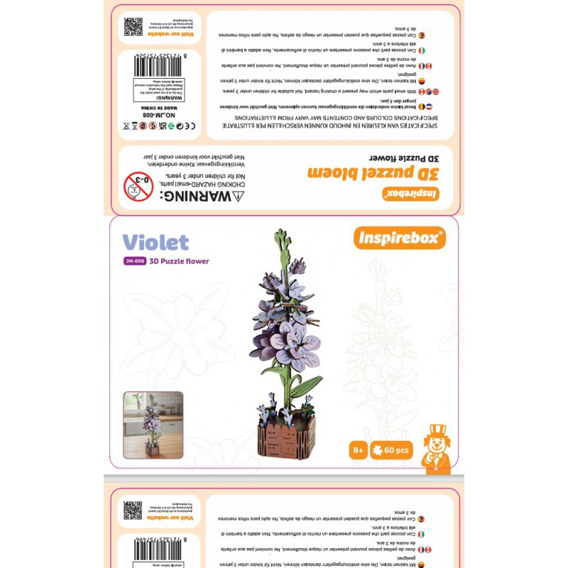Violet, Houten 3D Puzzel, Inspirebox