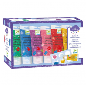 Djeco - Vingerverf glitter 6 tubes