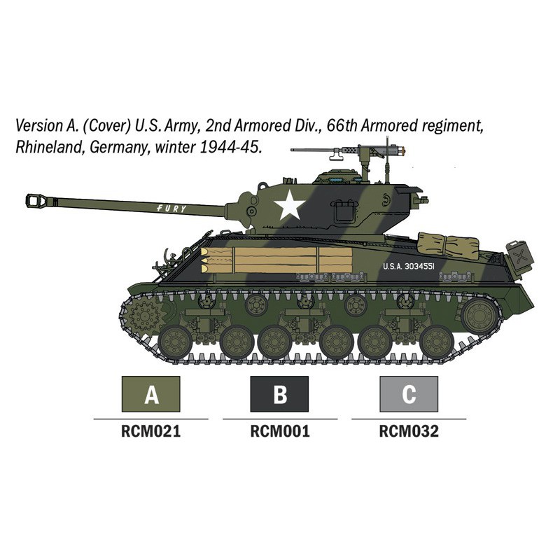 Sherman M4A3E8 Fury 1:56, Italeri