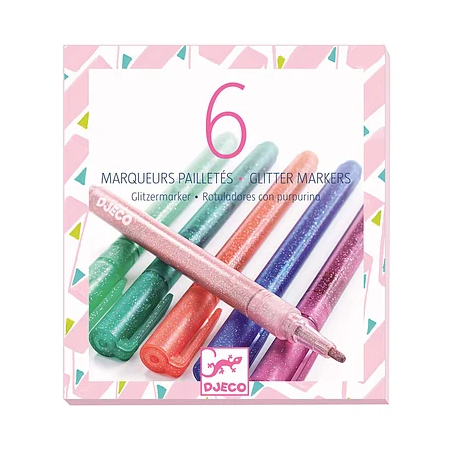 Djeco - 6 glittermarkers sweet