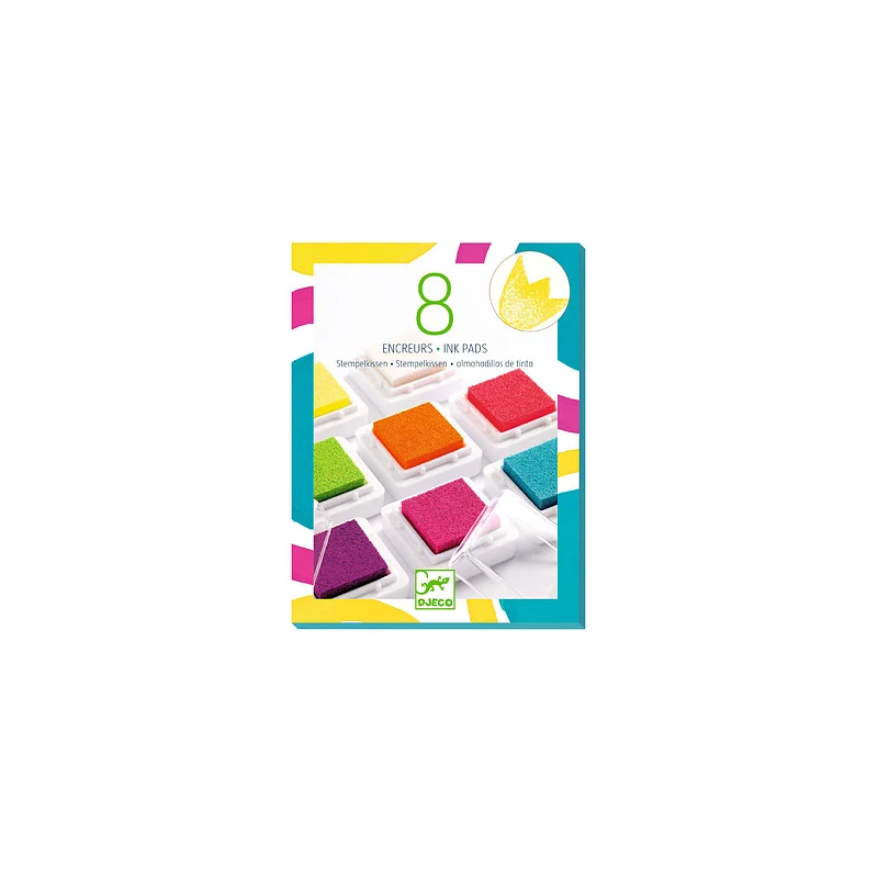 Djeco - 8 Stempels met cleaner - pop