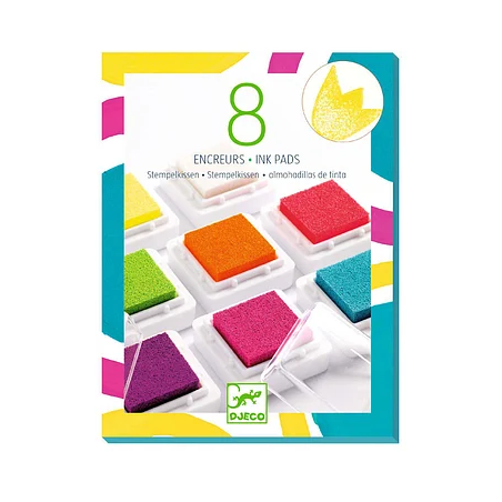 Djeco - 8 Stempels met cleaner - pop