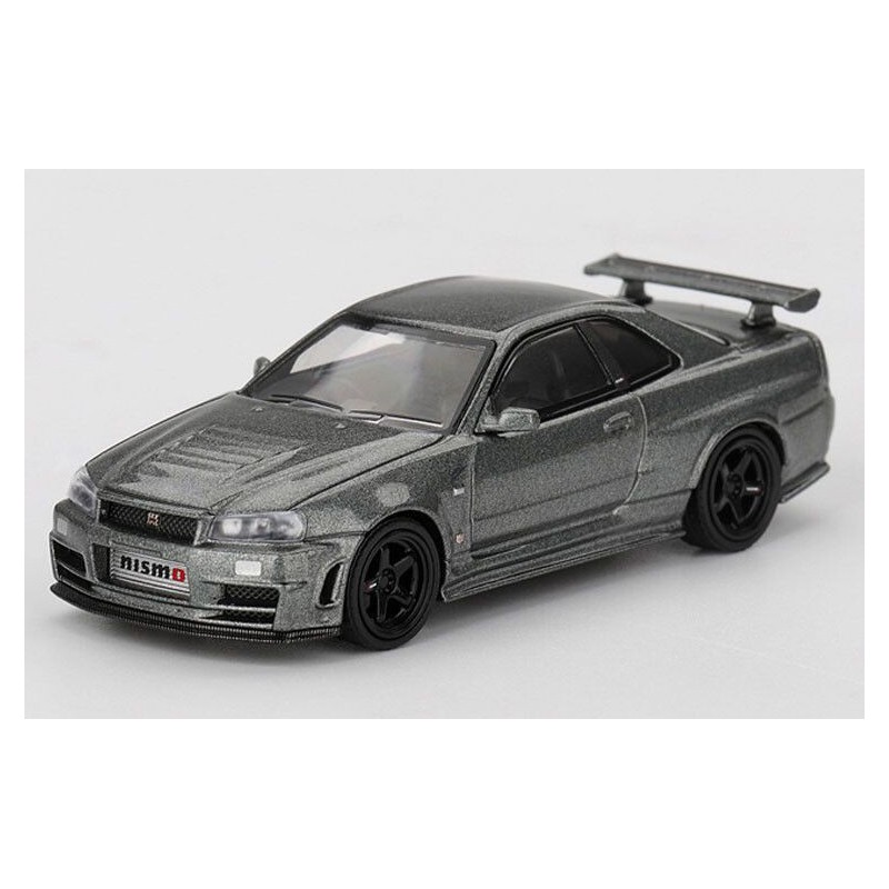 Nissan Skyline GTR (R34) '99, grijs (Dark metal grey) 1:64, Mini GT (1160)