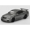 Nissan Skyline GTR (R34) '99, grijs (Dark metal grey) 1:64, Mini GT (1160)