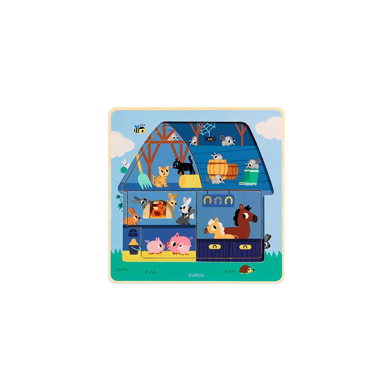 Djeco - 3 lagen puzzel chez moo