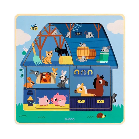 Djeco - 3 lagen puzzel chez moo