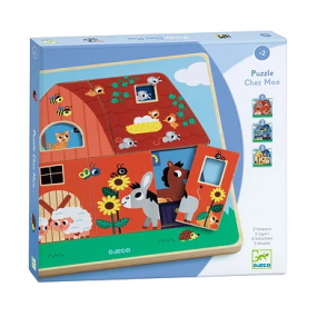 Djeco - 3 lagen puzzel chez moo