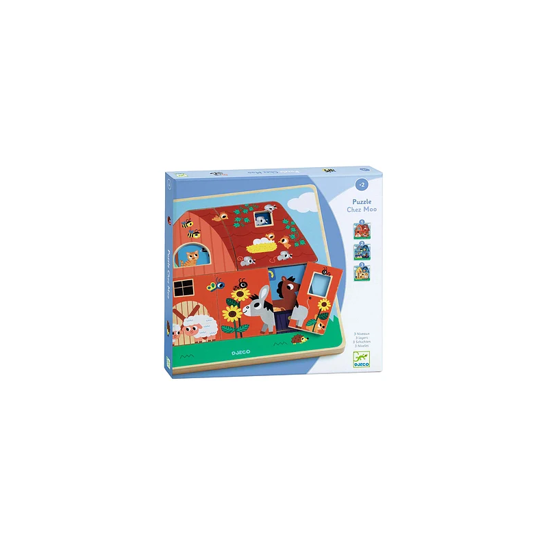 Djeco - 3 lagen puzzel chez moo