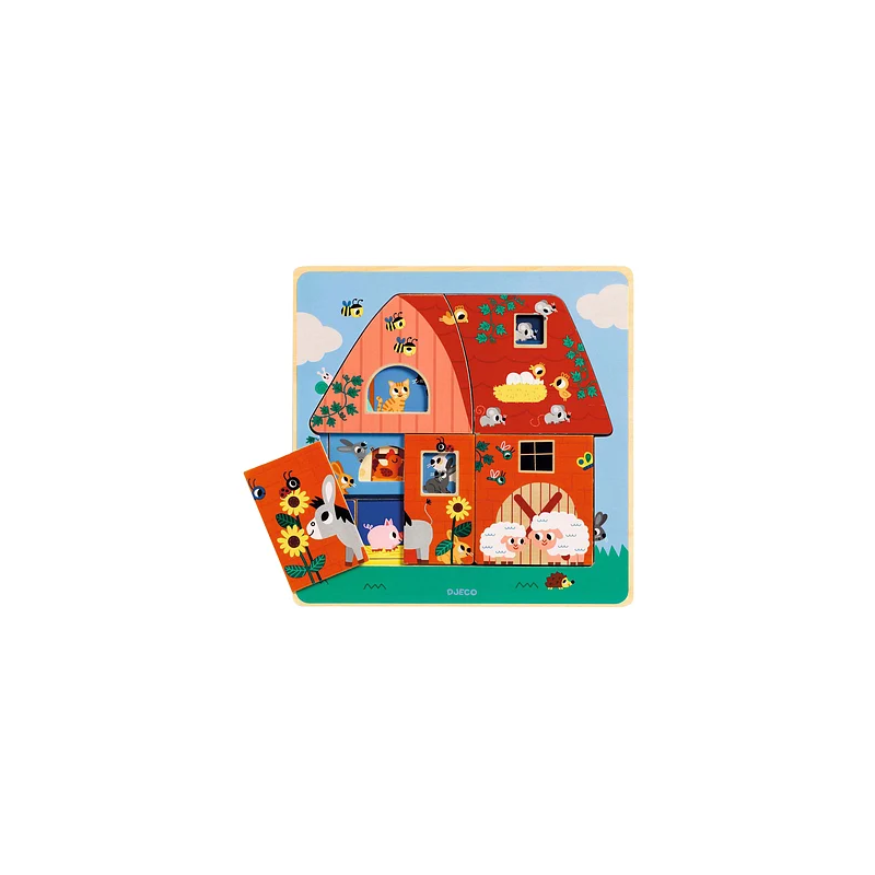 Djeco - 3 lagen puzzel chez moo