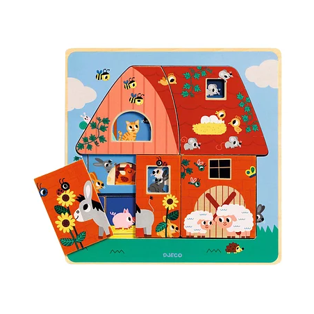 Djeco - 3 lagen puzzel chez moo