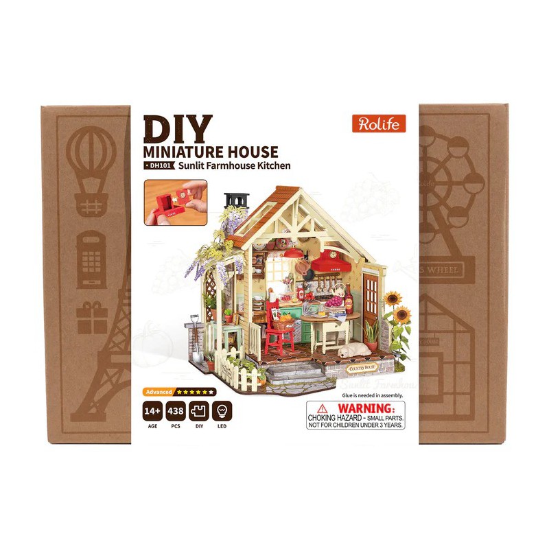 Sunlit farmhouse kitchen Diy Miniature House, Rolife