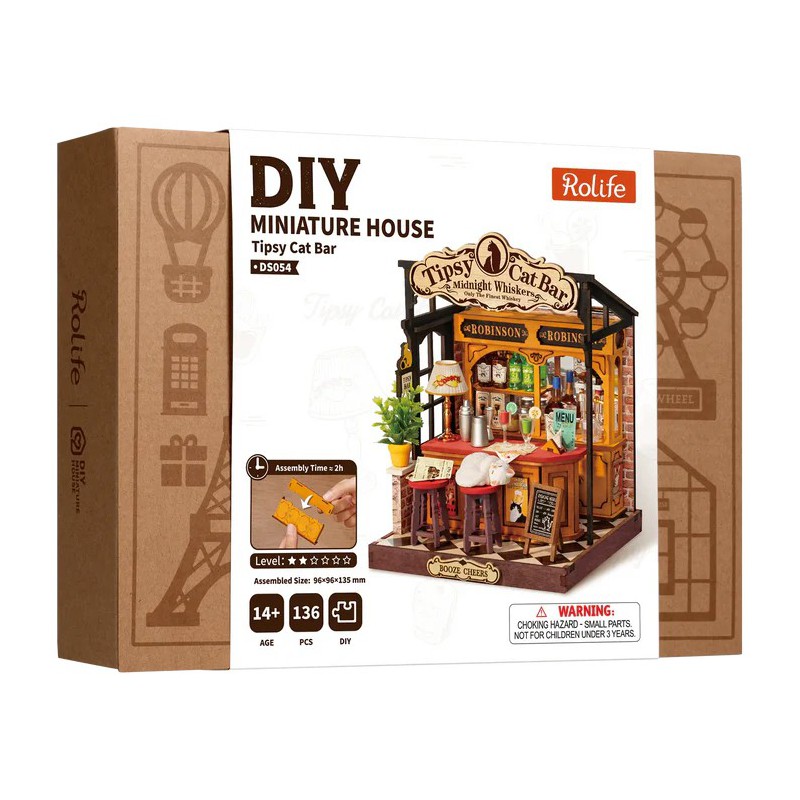 Tipsy cat bar Diy Miniature House rolife