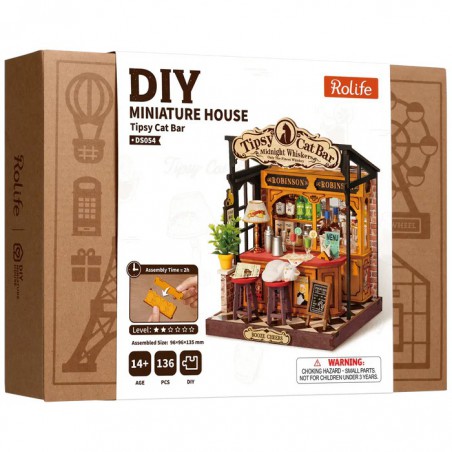 Tipsy cat bar Diy Miniature House rolife