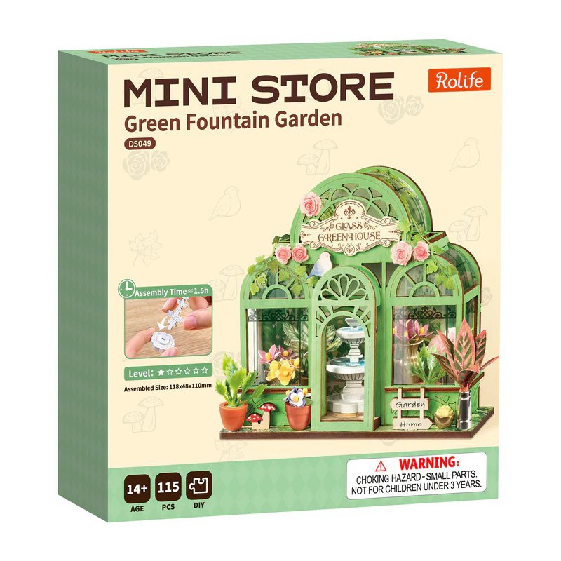 Green fountain garden, Mini Store Diy Miniature House rolife