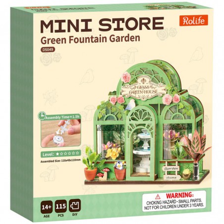 Green fountain garden, Mini Store Diy Miniature House rolife