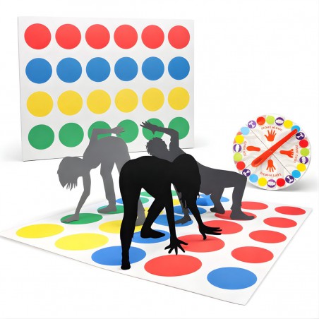 twister hasbro balansspel met gekleurde stippen