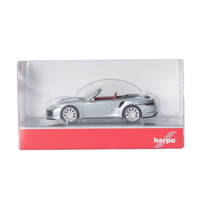 Porsche 911 (991) Turbo Cabrio, zilver metallic, Herpa