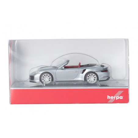Porsche 911 (991) Turbo Cabrio, zilver metallic, Herpa