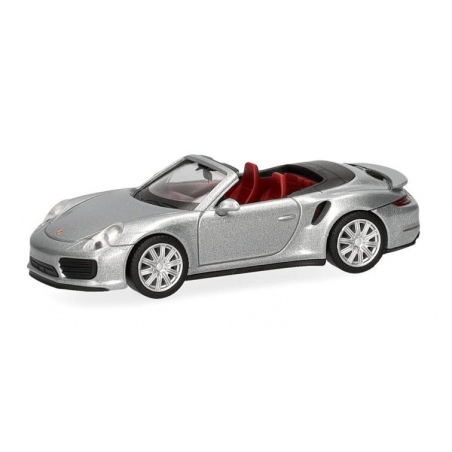 Porsche 911 (991) Turbo Cabrio, zilver metallic, Herpa