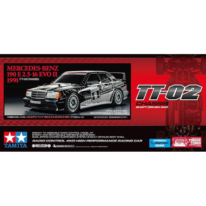 M-B 190E Evo II Kö-Pi. (TT-02), Tamiya, Modelbouw RC