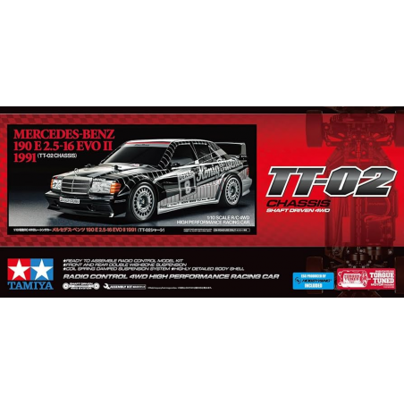 M-B 190E Evo II Kö-Pi. (TT-02), Tamiya, Modelbouw RC
