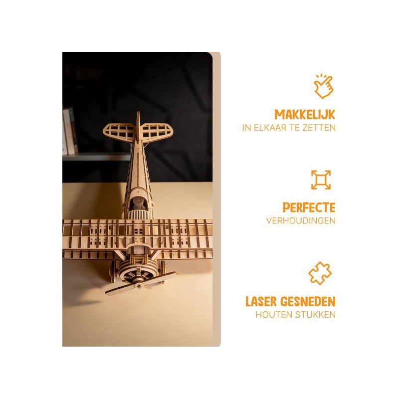 Dubbeldekker Vliegtuig, Houten 3D Puzzel, EWA
