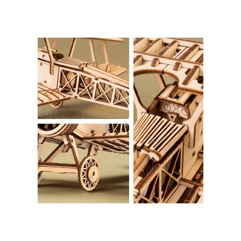 Dubbeldekker Vliegtuig, Houten 3D Puzzel, EWA