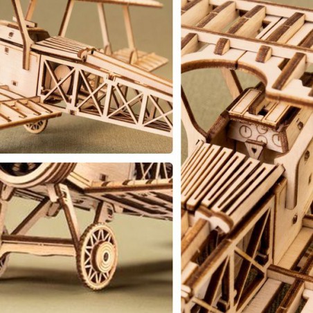 Dubbeldekker Vliegtuig, Houten 3D Puzzel, EWA