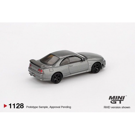 Nissan GTR (R33) Nismo BCNR33 CRS '93, grijs metallic, 1:64, MiniGT (1128) (Blister verpakking)