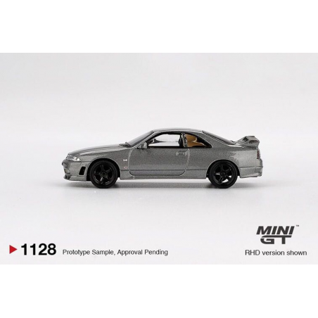 Nissan GTR (R33) Nismo BCNR33 CRS '93, grijs metallic, 1:64, MiniGT (1128) (Blister verpakking)