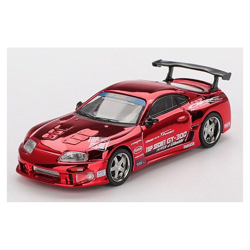 Toyota Supra (A80) Top Secret GT-300 '14, rood chroom 1:64, MiniGT (1132)