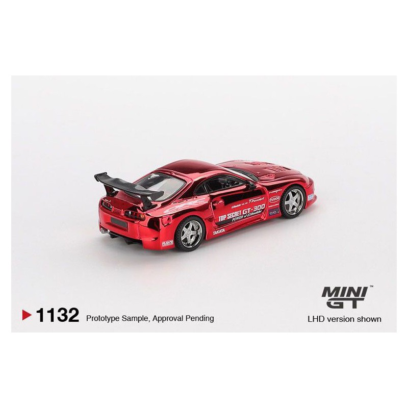 Toyota Supra (A80) Top Secret GT-300 '14, rood chroom 1:64, MiniGT (1132)