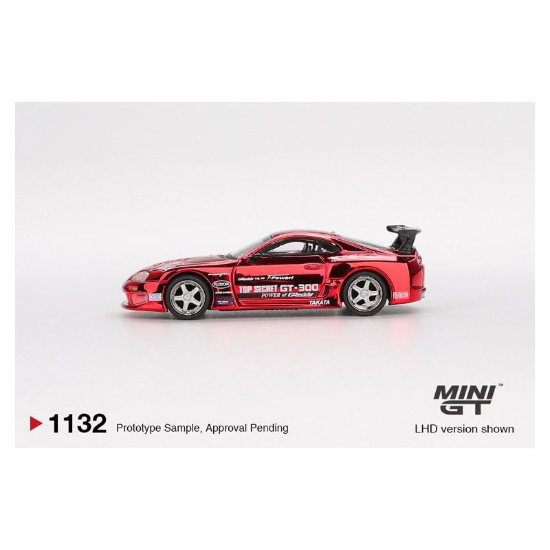 Toyota Supra (A80) Top Secret GT-300 '14, rood chroom 1:64, MiniGT (1132)