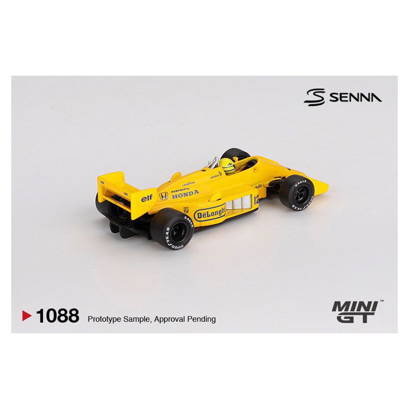 Lotus 99T Nr.12 Ayrton Senna Monaco GP Winner '87, geel, 1:64, MiniGT (1088)